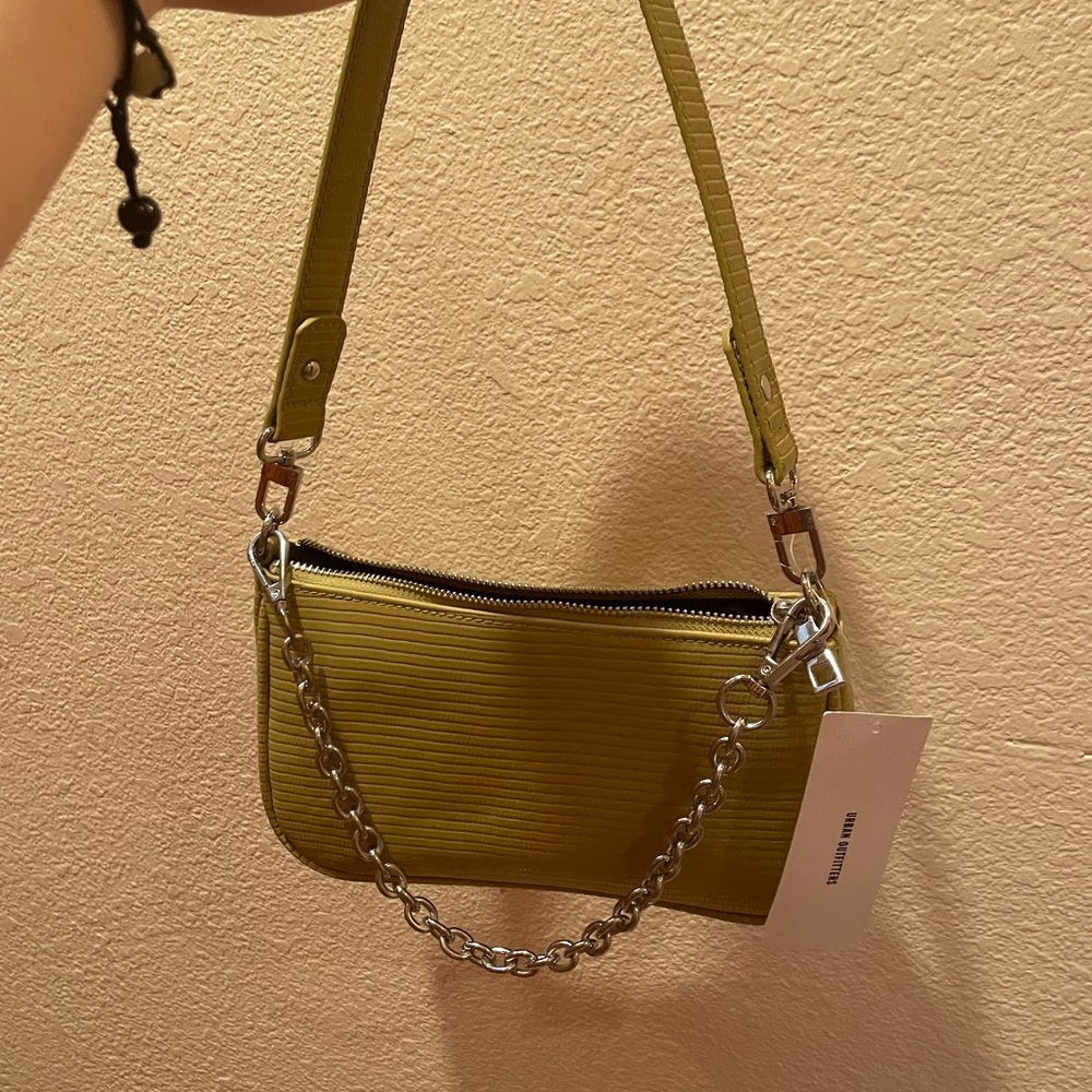 Urban Outfitters Lime Green Rosie Chain Baguette Bag